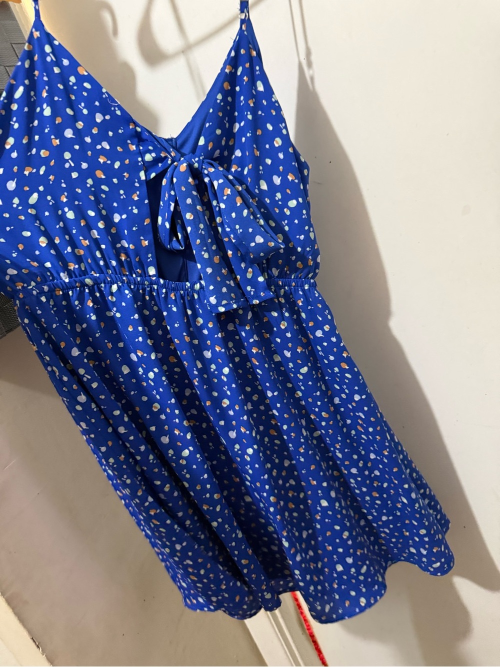 Sienna Sky Royal Blue Mini Dress with White & Tan Spots